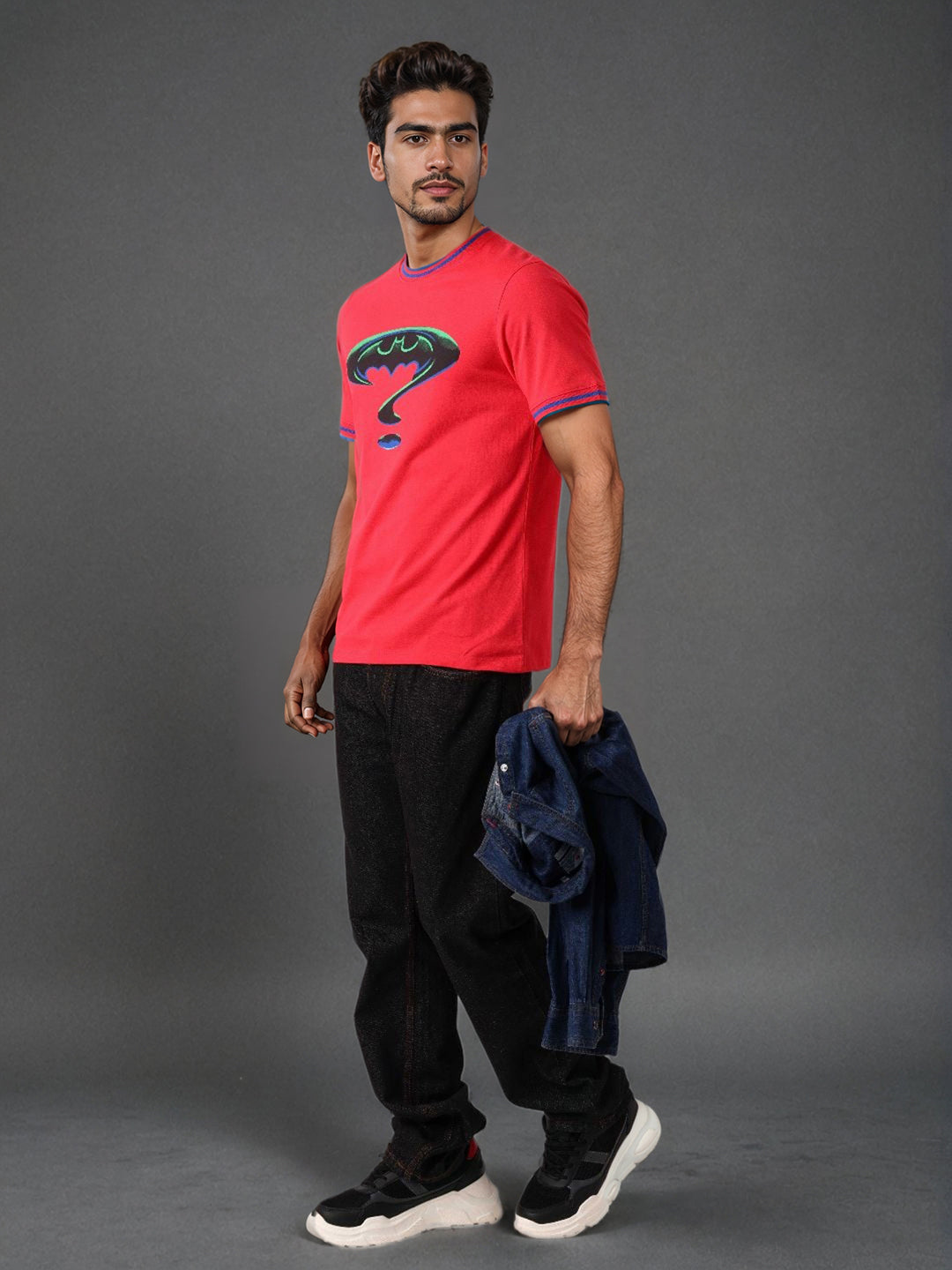 Men's Slim Fit Character Print Crew Neck T-shirt