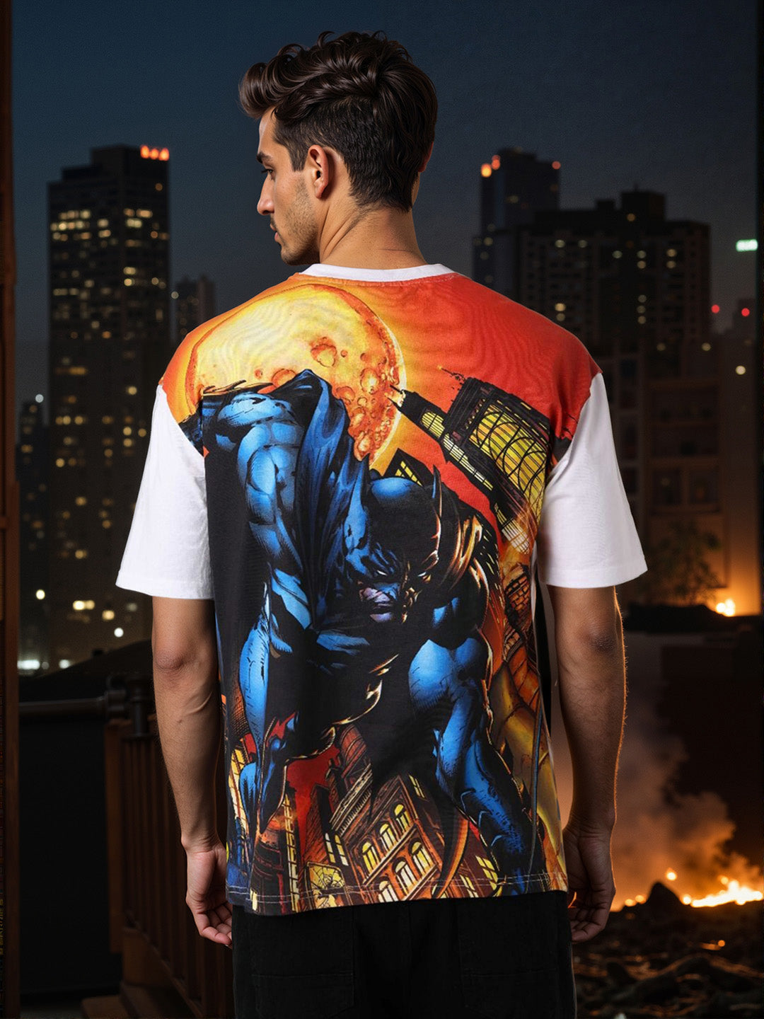 Men's Batman Printed Boxy Fit T-shirt