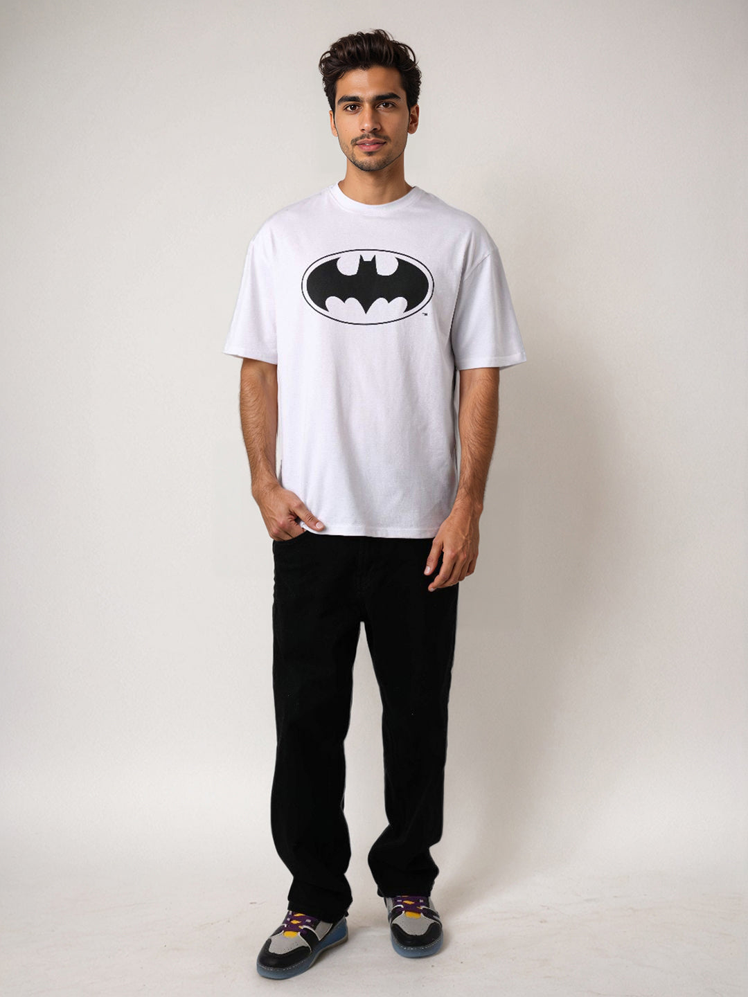 Men's Batman Printed Boxy Fit T-shirt