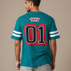 Men's Green Boxy Fit Character Print Crew Neck T-shirt