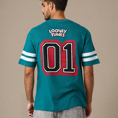 Men's Green Boxy Fit Character Print Crew Neck T-shirt