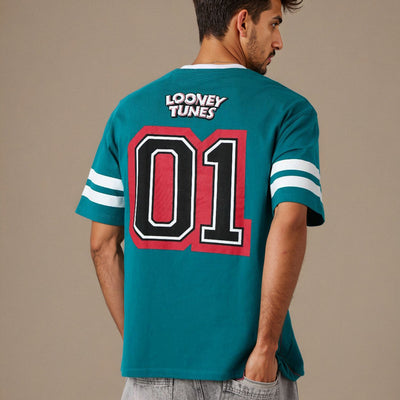 Men's Green Boxy Fit Character Print Crew Neck T-shirt