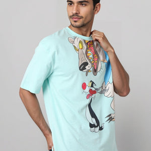 Men's Boxy Fit Looney Tunes Back Print T-Shirt