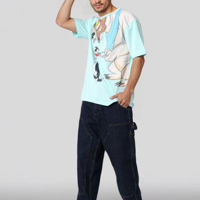 Men's Boxy Fit Looney Tunes Back Print T-Shirt