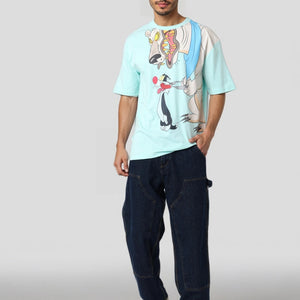 Men's Boxy Fit Looney Tunes Back Print T-Shirt