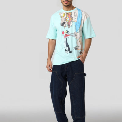 Men's Boxy Fit Looney Tunes Back Print T-Shirt