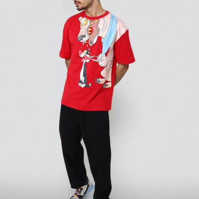 Men's Boxy Fit Looney Tunes Back Print T-Shirt