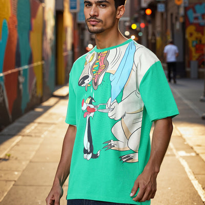 Men's Boxy Fit Looney Tunes Print T-Shirt