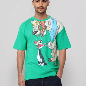 Men's Boxy Fit Looney Tunes Print T-Shirt