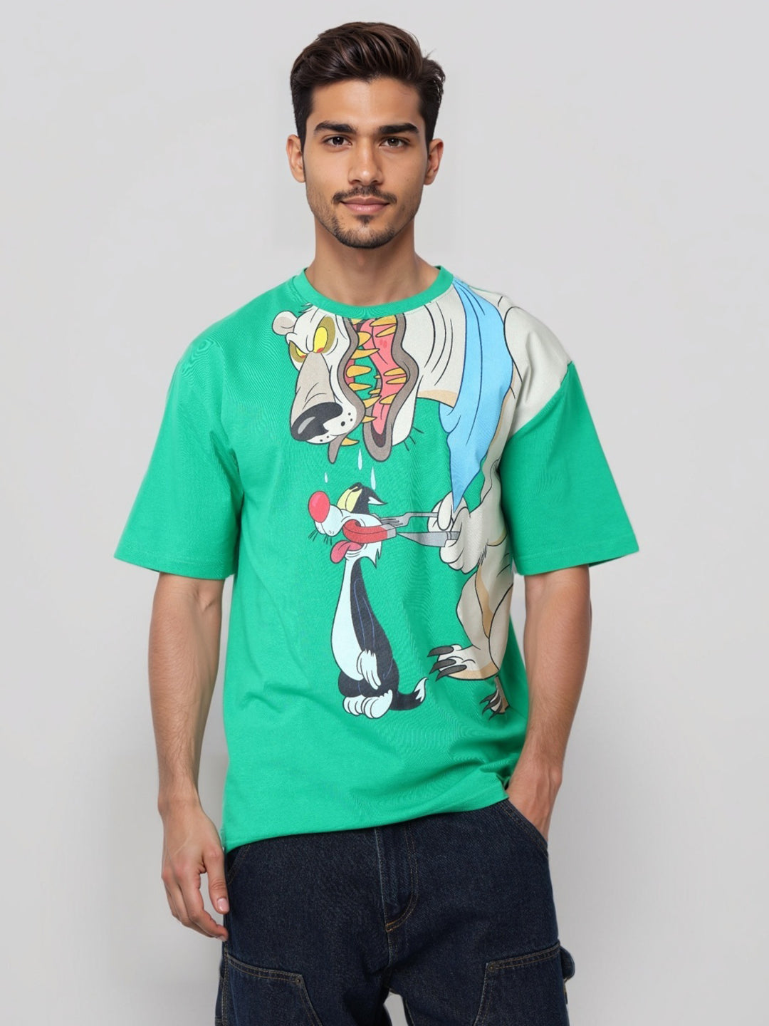 Men's Boxy Fit Looney Tunes Print T-Shirt