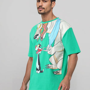 Men's Boxy Fit Looney Tunes Print T-Shirt