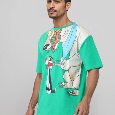 Men's Boxy Fit Looney Tunes Print T-Shirt