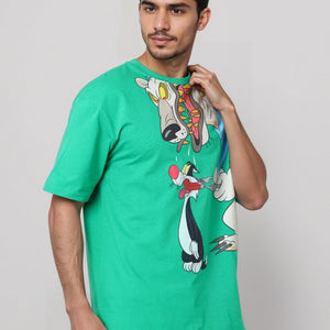 Men's Boxy Fit Looney Tunes Print T-Shirt
