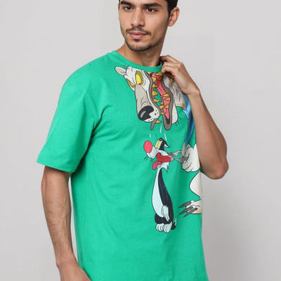 Men's Boxy Fit Looney Tunes Print T-Shirt