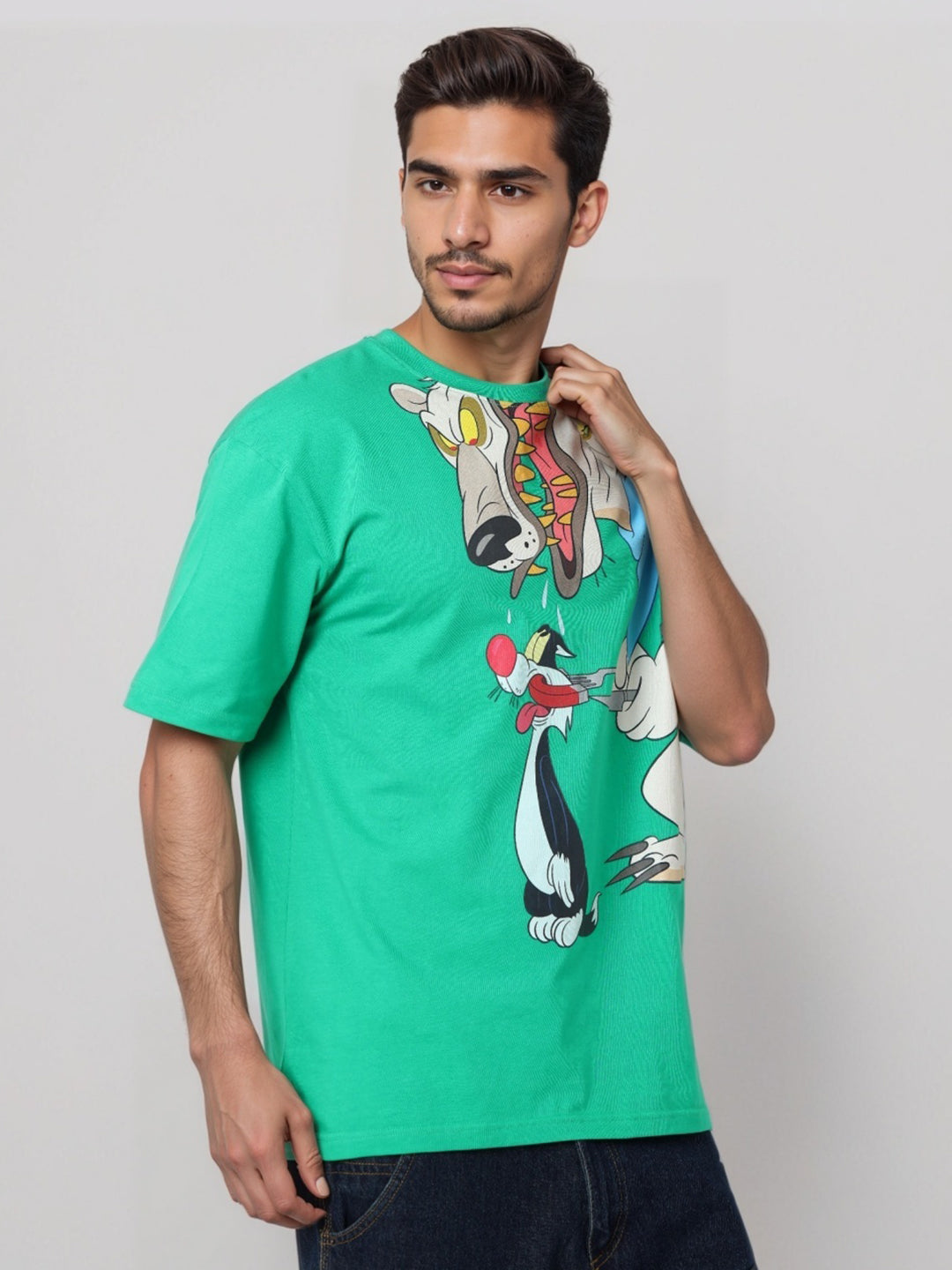 Men's Boxy Fit Looney Tunes Print T-Shirt