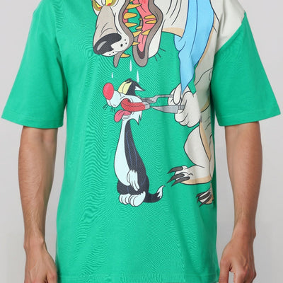Men's Boxy Fit Looney Tunes Print T-Shirt