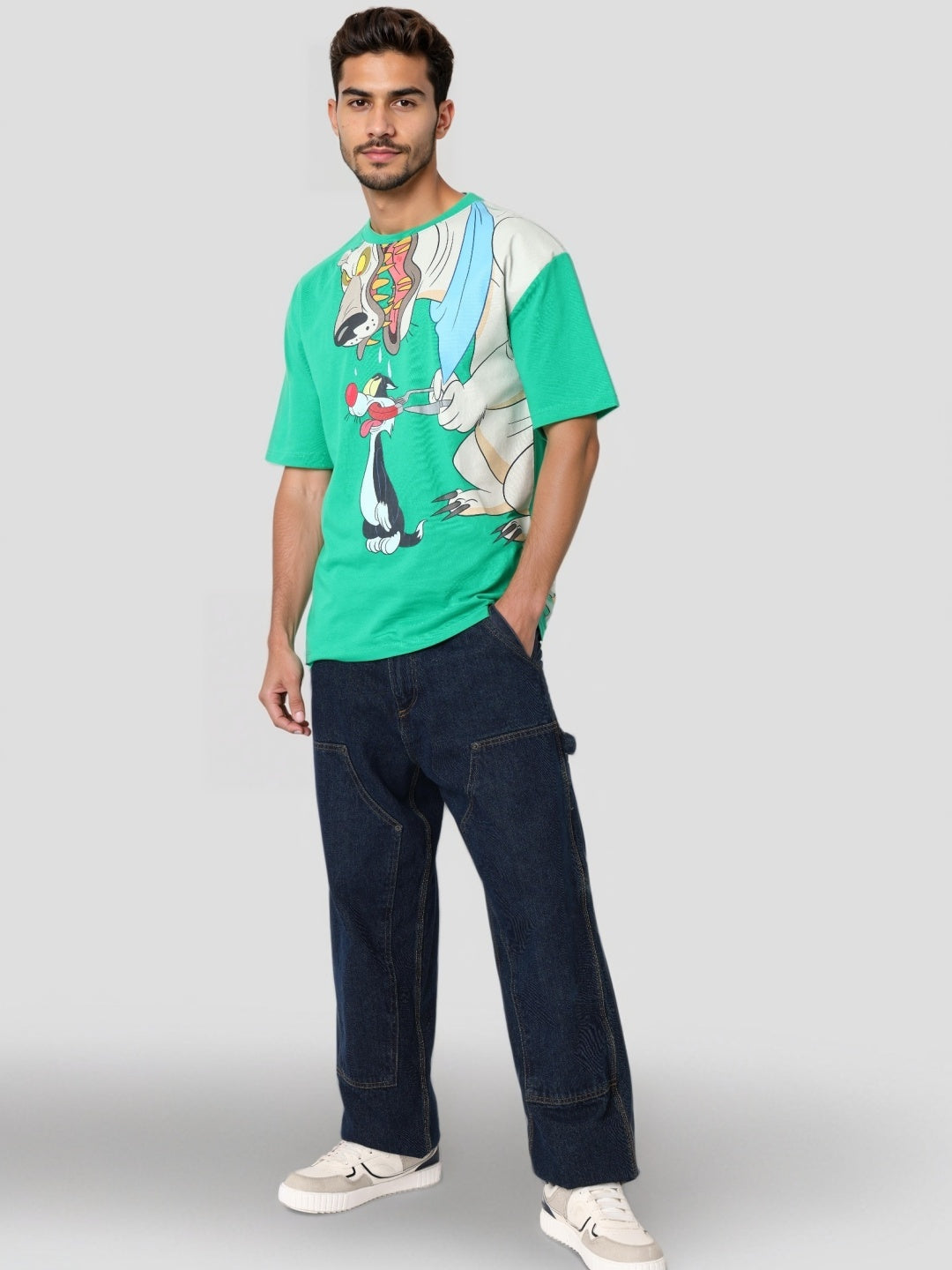 Men's Boxy Fit Looney Tunes Print T-Shirt