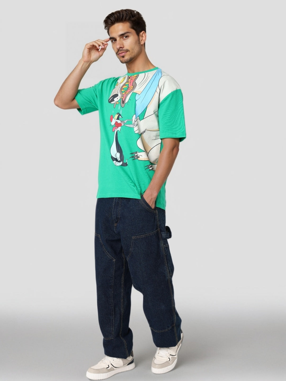 Men's Boxy Fit Looney Tunes Print T-Shirt