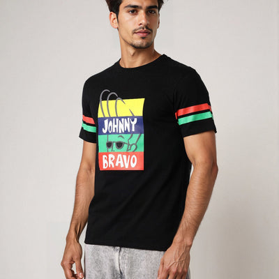Men's Johnny Bravo Printed Slim Fit T-shirt