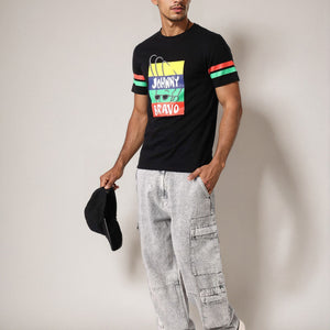 Men's Johnny Bravo Printed Slim Fit T-shirt