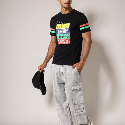 Men's Johnny Bravo Printed Slim Fit T-shirt