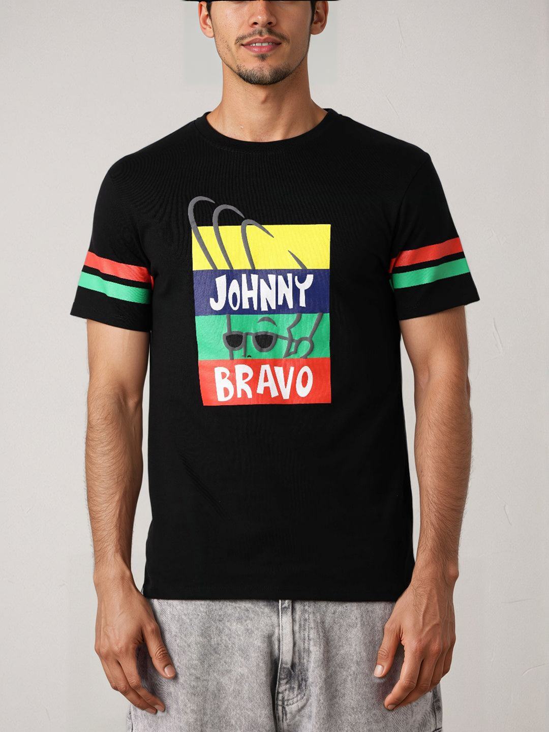 Men's Johnny Bravo Printed Slim Fit T-shirt