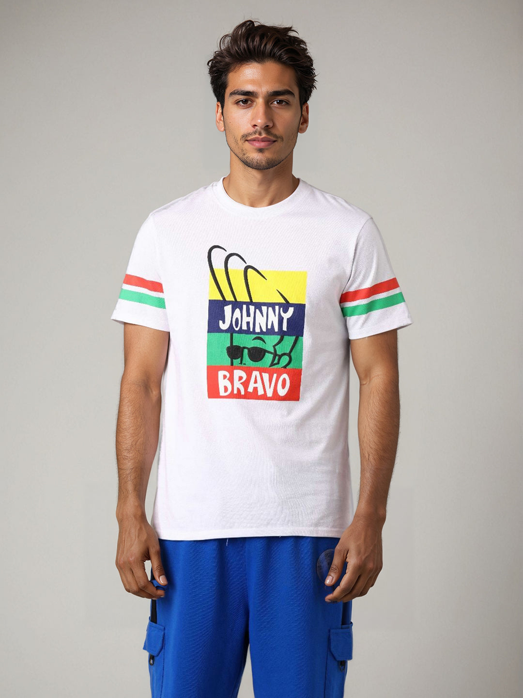 Men's Johnny Bravo Printed Slim Fit T-shirt