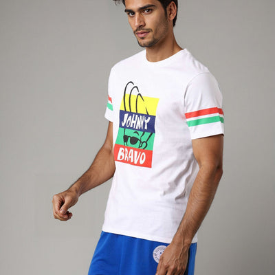 Men's Johnny Bravo Printed Slim Fit T-shirt