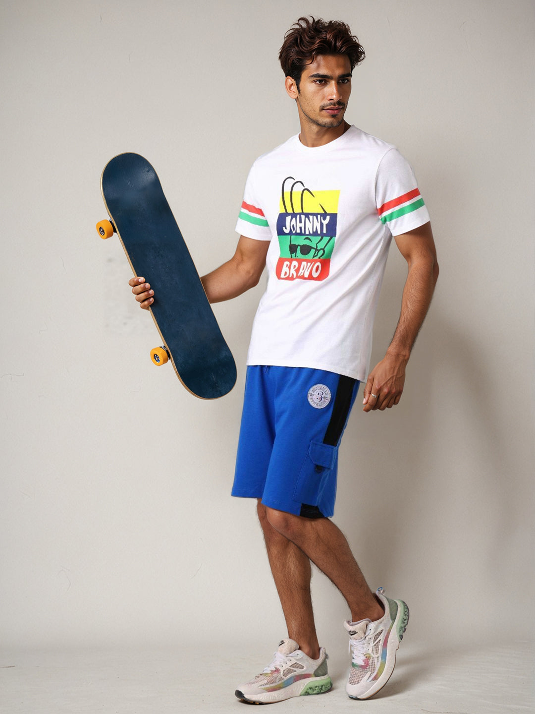 Men's Johnny Bravo Printed Slim Fit T-shirt