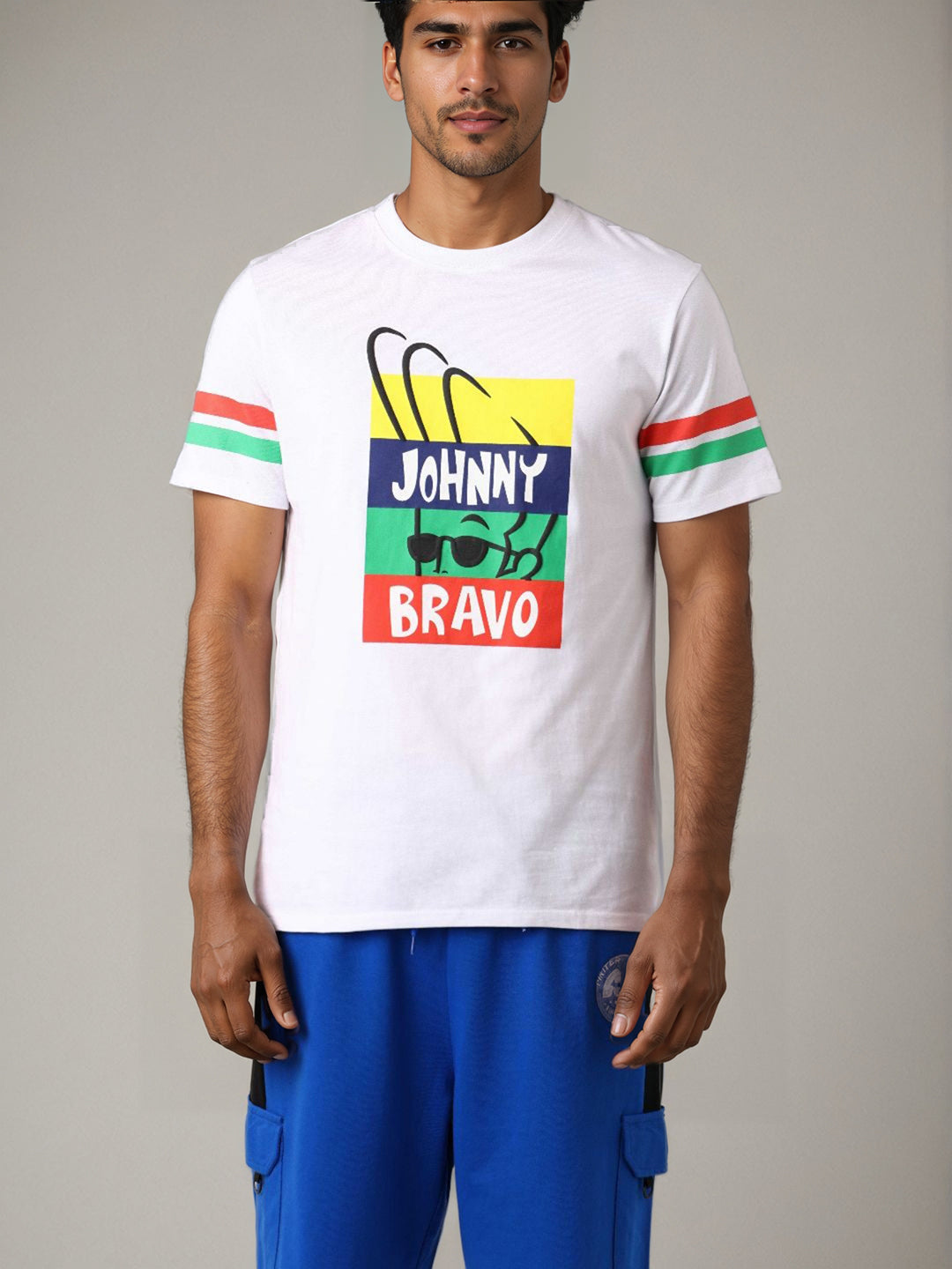Men's Johnny Bravo Printed Slim Fit T-shirt