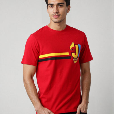 Men's Slim Fit Character Print Crew Neck T-shirt