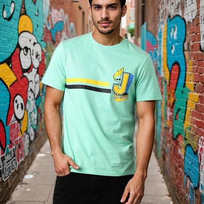 Men's Slim Fit Character Print Crew Neck T-shirt