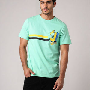 Men's Slim Fit Character Print Crew Neck T-shirt