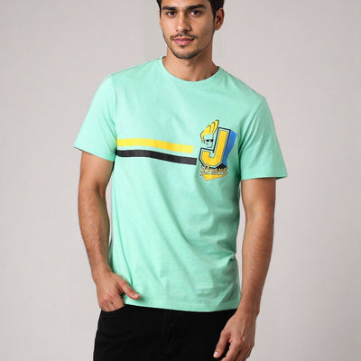 Men's Slim Fit Character Print Crew Neck T-shirt