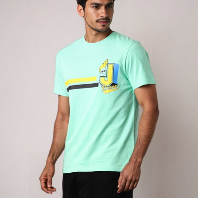 Men's Slim Fit Character Print Crew Neck T-shirt