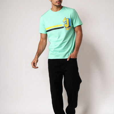 Men's Slim Fit Character Print Crew Neck T-shirt