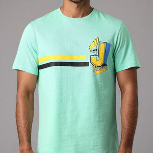 Men's Slim Fit Character Print Crew Neck T-shirt