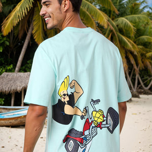 Men's Boxy Fit Johnny Bravo Back Print T-Shirt