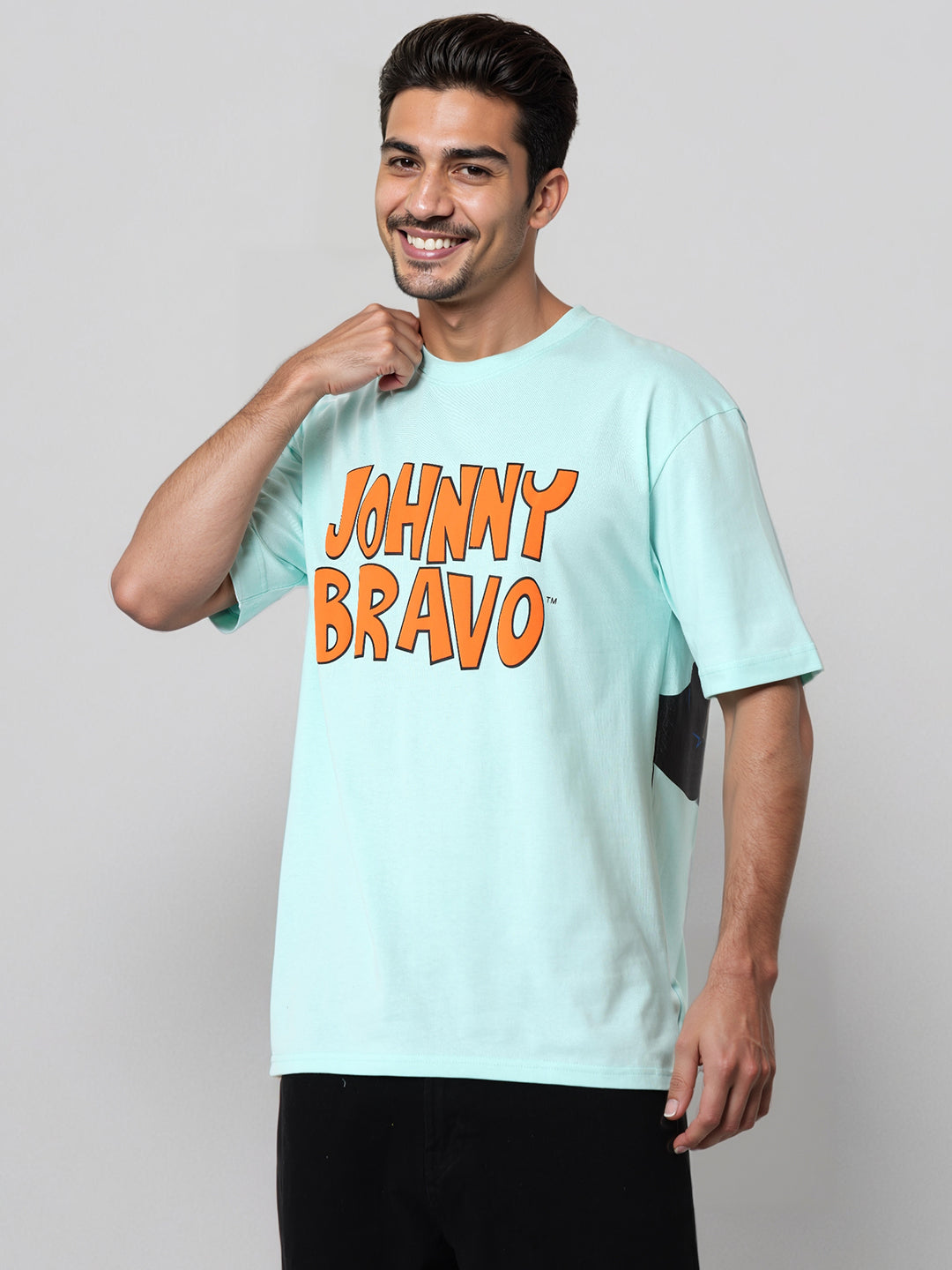 Men's Boxy Fit Johnny Bravo Back Print T-Shirt