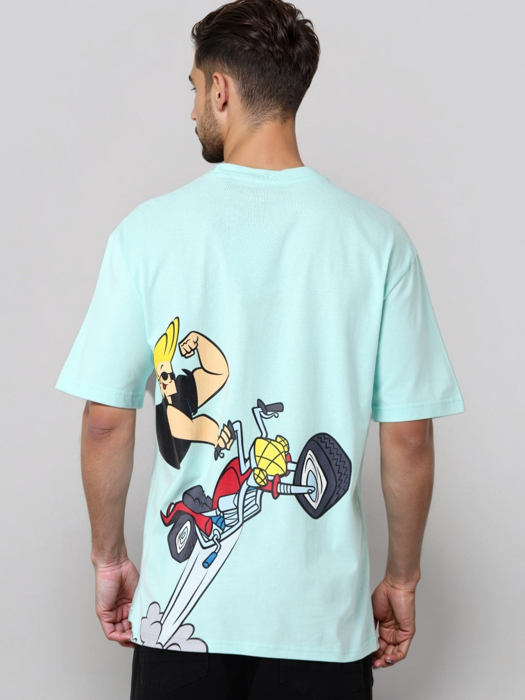 Men's Boxy Fit Johnny Bravo Back Print T-Shirt