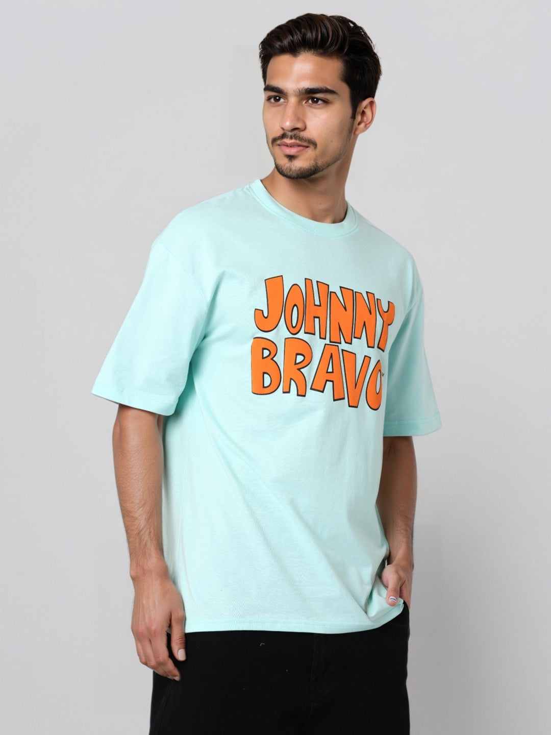 Men's Boxy Fit Johnny Bravo Back Print T-Shirt