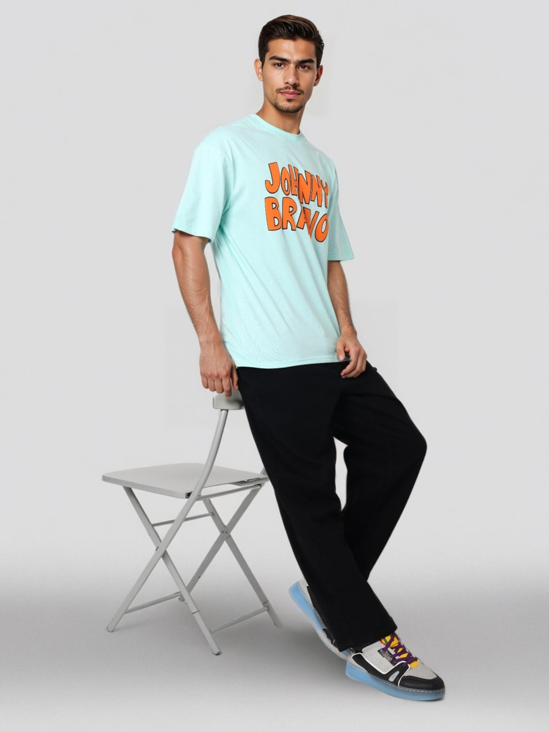 Men's Boxy Fit Johnny Bravo Back Print T-Shirt