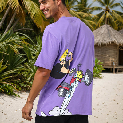 Men's Boxy Fit Johnny Bravo Back Print T-Shirt