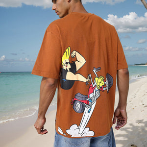 Men's Boxy Fit Johnny Bravo Back Print T-Shirt