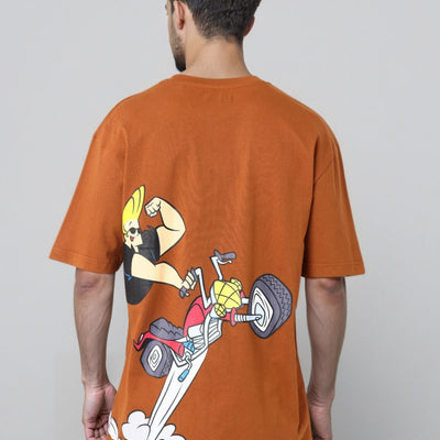 Men's Boxy Fit Johnny Bravo Back Print T-Shirt