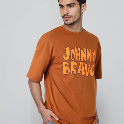 Men's Boxy Fit Johnny Bravo Back Print T-Shirt