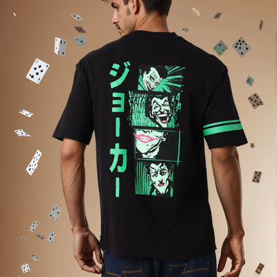 Men's Black Boxy Fit Character Print Crew Neck T-shirt