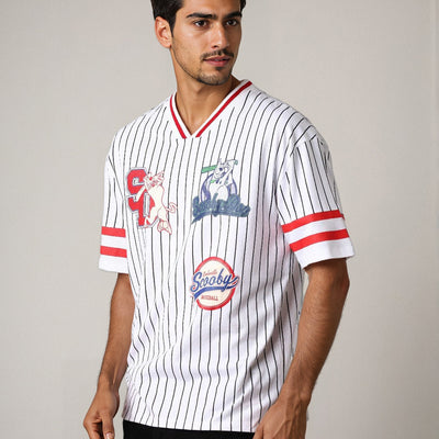 Men's White Boxy Fit Scooby-Doo Character Print T-Shirt