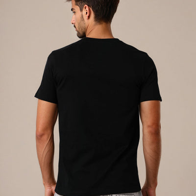 Men's Black Boxy Fit Character Print Crew Neck T-shirt