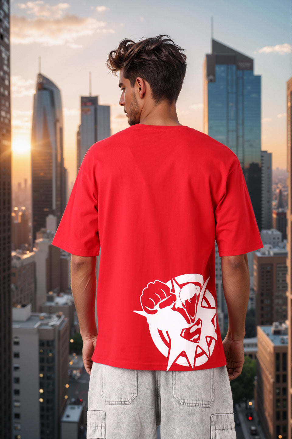 Men's Superman Back Printed Boxy Fit T-shirt